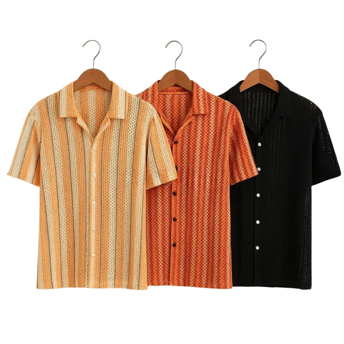 3 Pack Men's Crochet Shirts | Unique Patterns, Ultimate Comfort, Effortless Style| SC-18