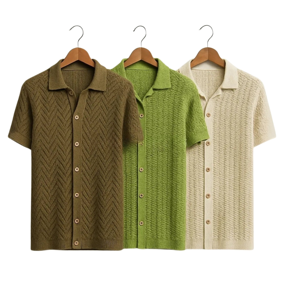 3 Pack Men's Crochet Shirts | Unique Patterns, Ultimate Comfort, Effortless Style| SC-12