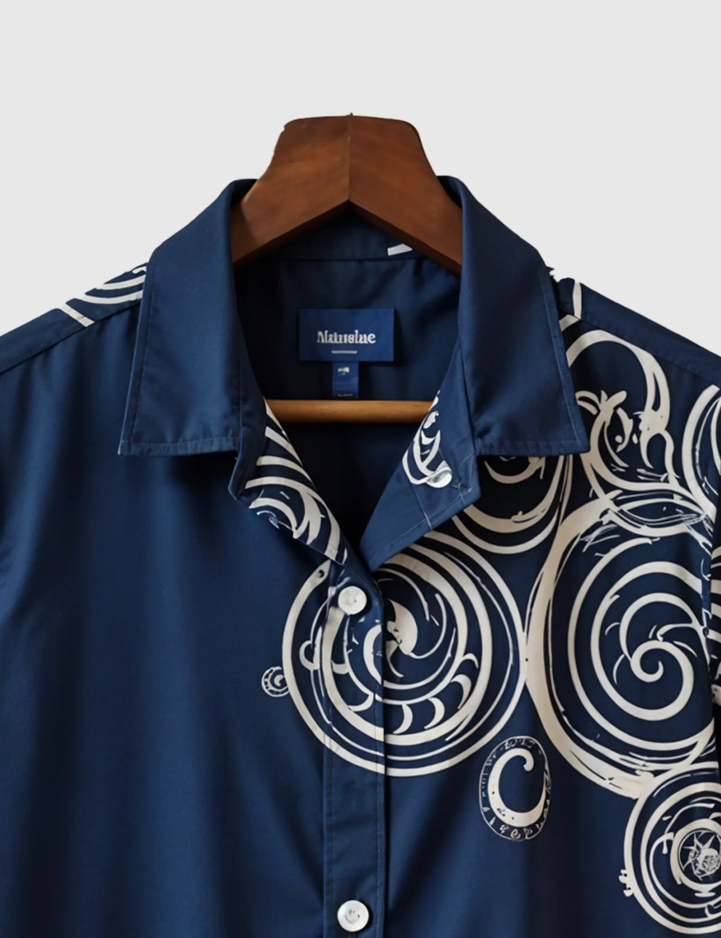 BLUE GEOMETRY MEN'S HALF SLEEVES PRINTED SHIRT