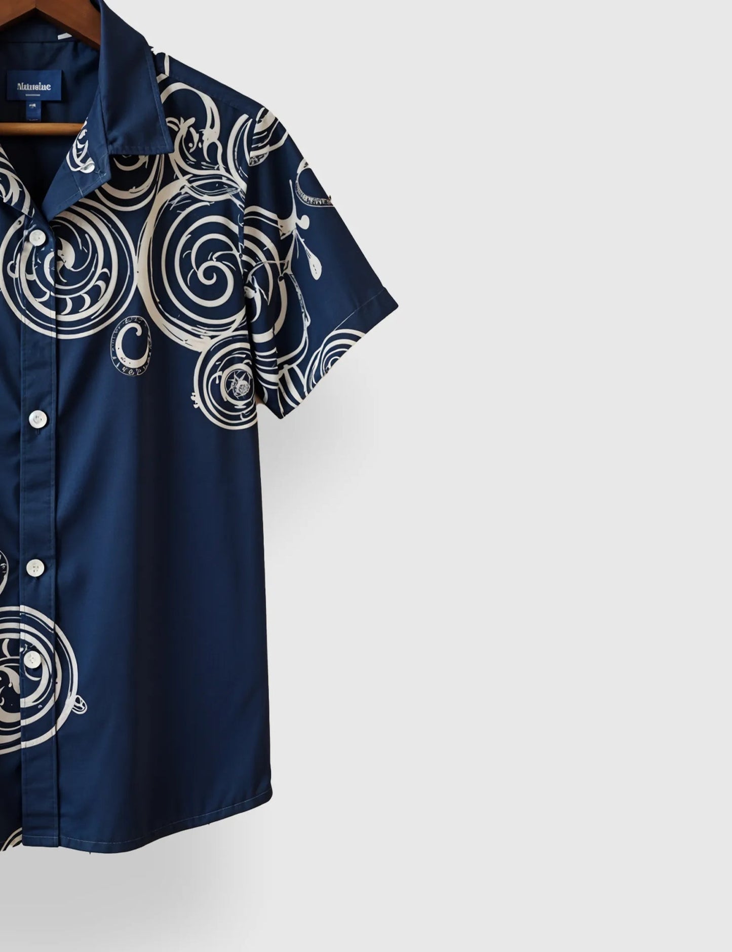 BLUE GEOMETRY MEN'S HALF SLEEVES PRINTED SHIRT