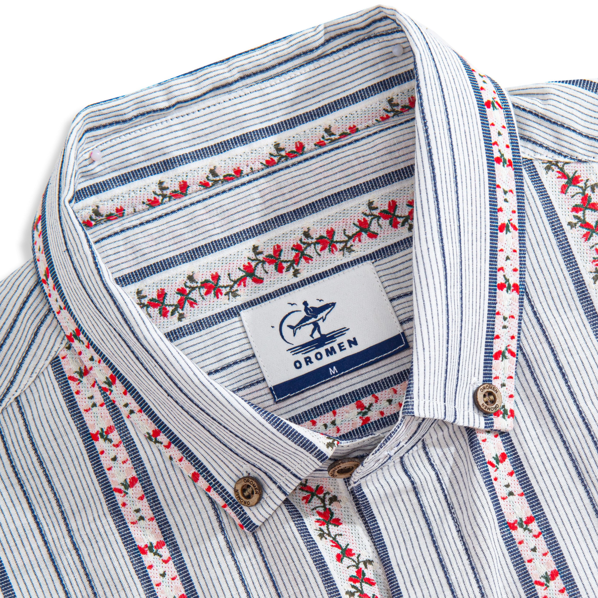 Embroidered Flowers Textured Stripes
