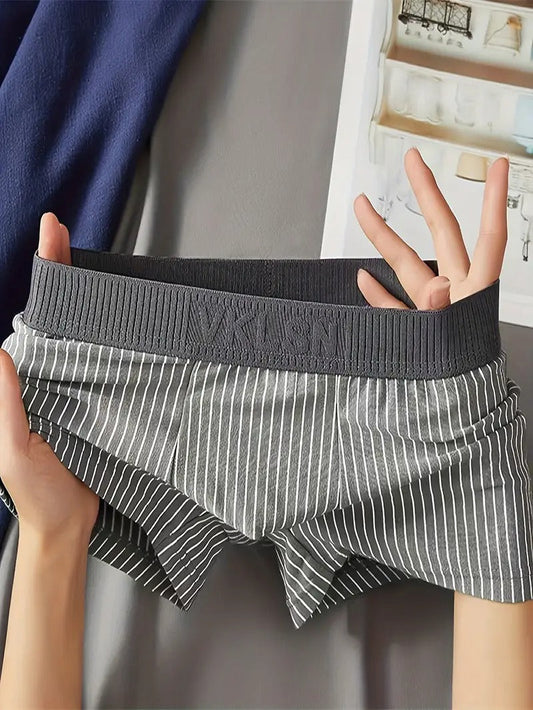 Premium Men's Striped Cotton Boxer Briefs - Packs of 6