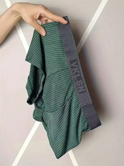 Premium Men's Striped Cotton Boxer Briefs - Packs of 6
