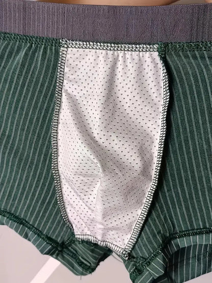 Premium Men's Striped Cotton Boxer Briefs - Packs of 6