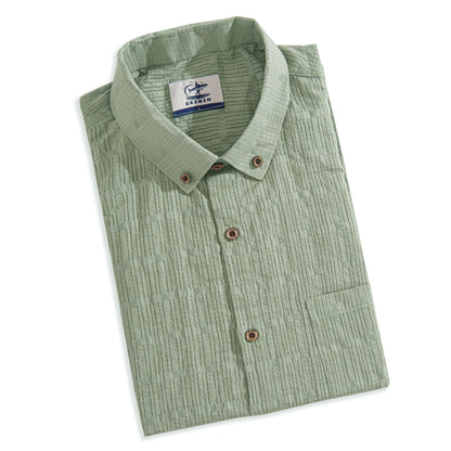 Grass Green Hollow Texture Shirt