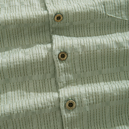 Grass Green Hollow Texture Shirt