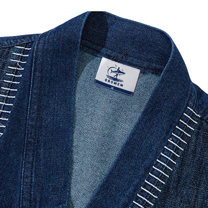 Half-wrapped Washed Oxford Kimono Haori