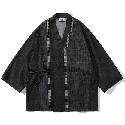 Half-wrapped Washed Oxford Kimono Haori