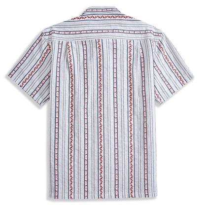 Embroidered Flowers Textured Stripes