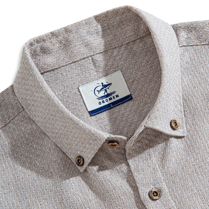 Two-Tone Woven Cotton & Linen Short Sleeve Shirt