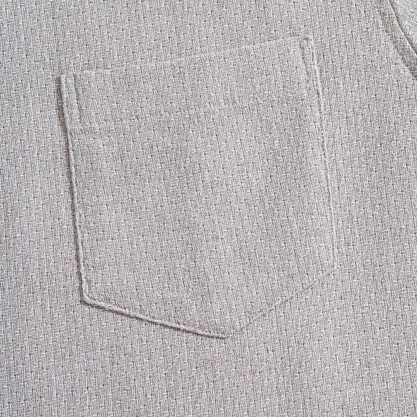 Two-Tone Woven Cotton & Linen Short Sleeve Shirt