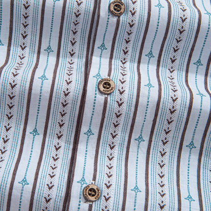 Embroidered Flower Bud Textured Stripes