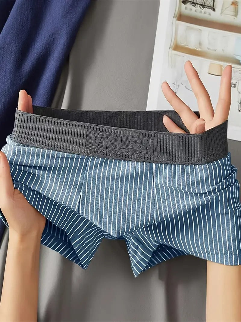 Premium Men's Striped Cotton Boxer Briefs - Packs of 6